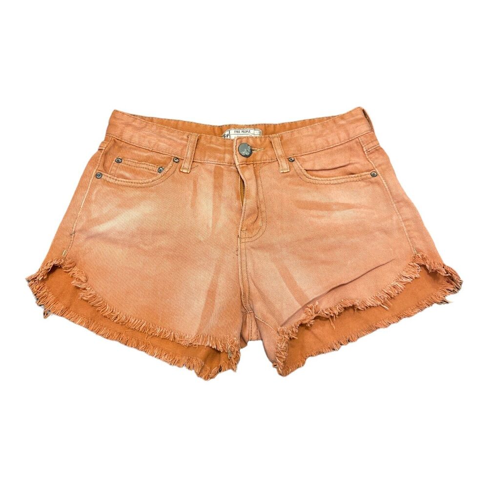 Free People Raw Hem Festival Sun Faded Shorts Size 25 Orange